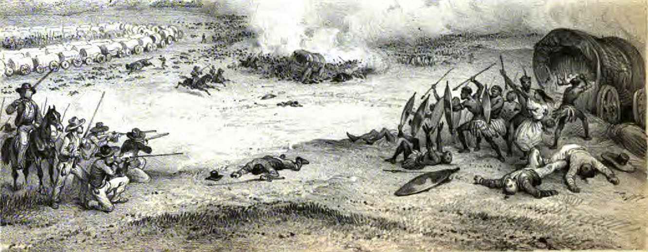 Battle of Blood River (1838) - from a French book, 1847 -  Adulphe Delegorgue