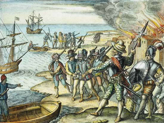 Sir Walter Raleigh raids Trinidad, 1595