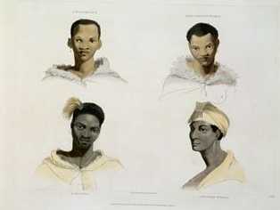 "A Hottentot, a Hottentot Woman, a Kaffre, a Kaffre Woman" Samuel Daniell 1805 from de.wikipedia.org