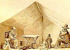 Inside Treklboer Tent, Charles Bell, sketch, SA National Library