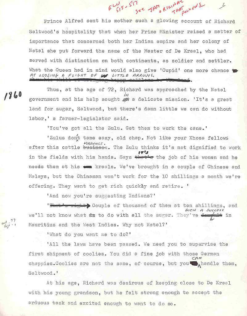 Errol Lincoln Uys draft for Saltwood-Desai story in The Covenant 2