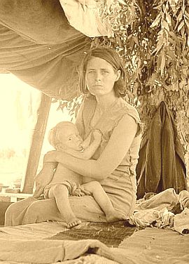 A young mother on the road during the Great Depression - FSA collection/Library of Congress