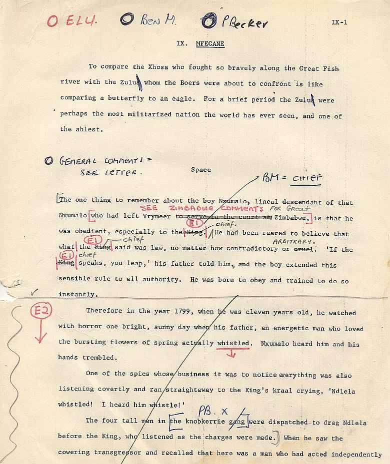 James A. Michener - The Covenant - Mfecane Draft page 1