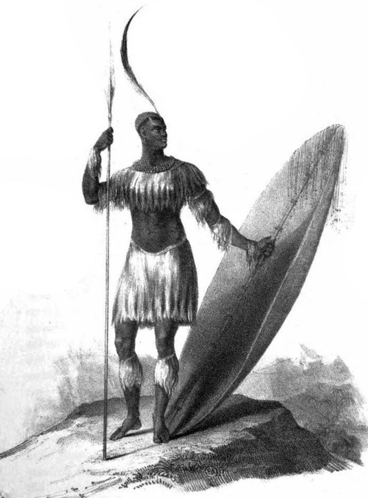 Sketch of King Shaka (1781 - 1828) from 1824. Attributed to James King,
