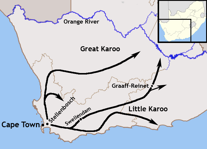 Trekboer migration map - South Africa